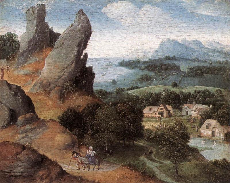 PATENIER, Joachim Landscape with the Flight into Egypt agh oil painting image